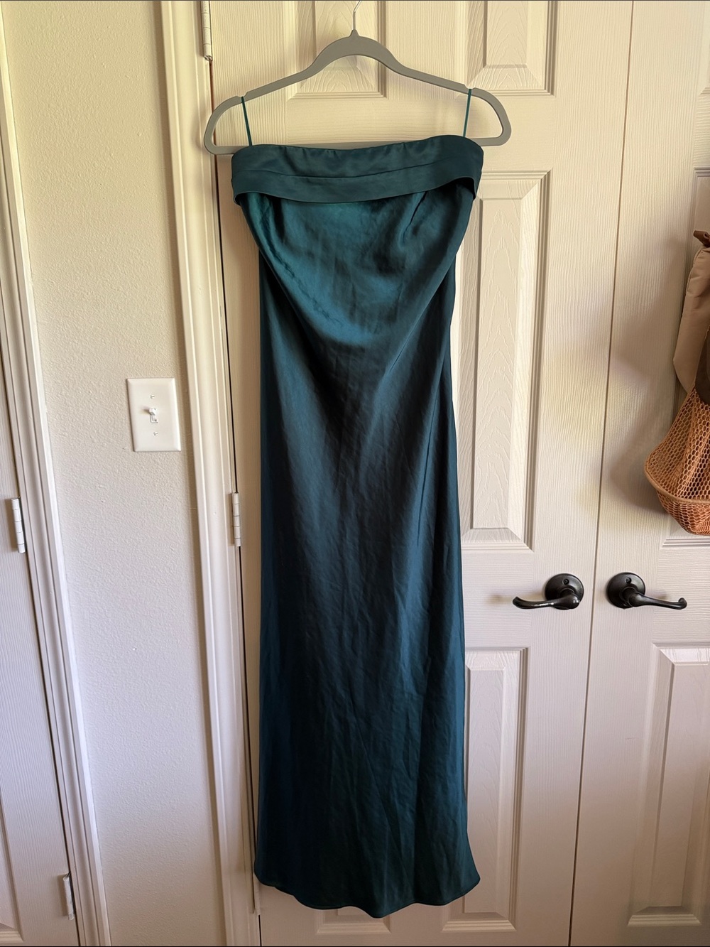 Strapless Teal Maxi Dress